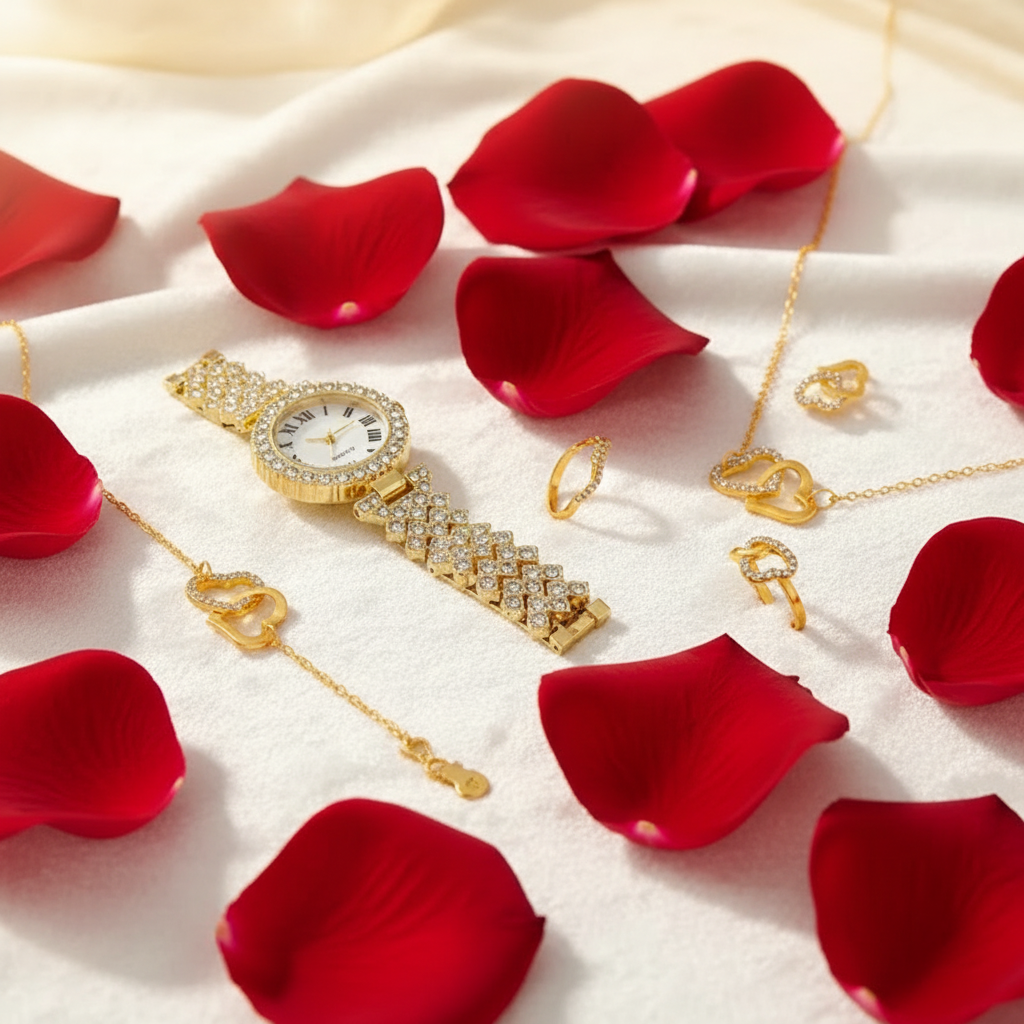 Watch & Jewelry Set - Rose Petals