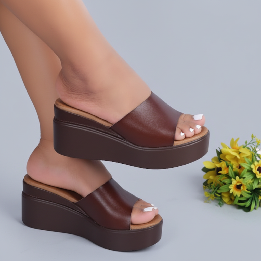 Wedge Slides - Brown